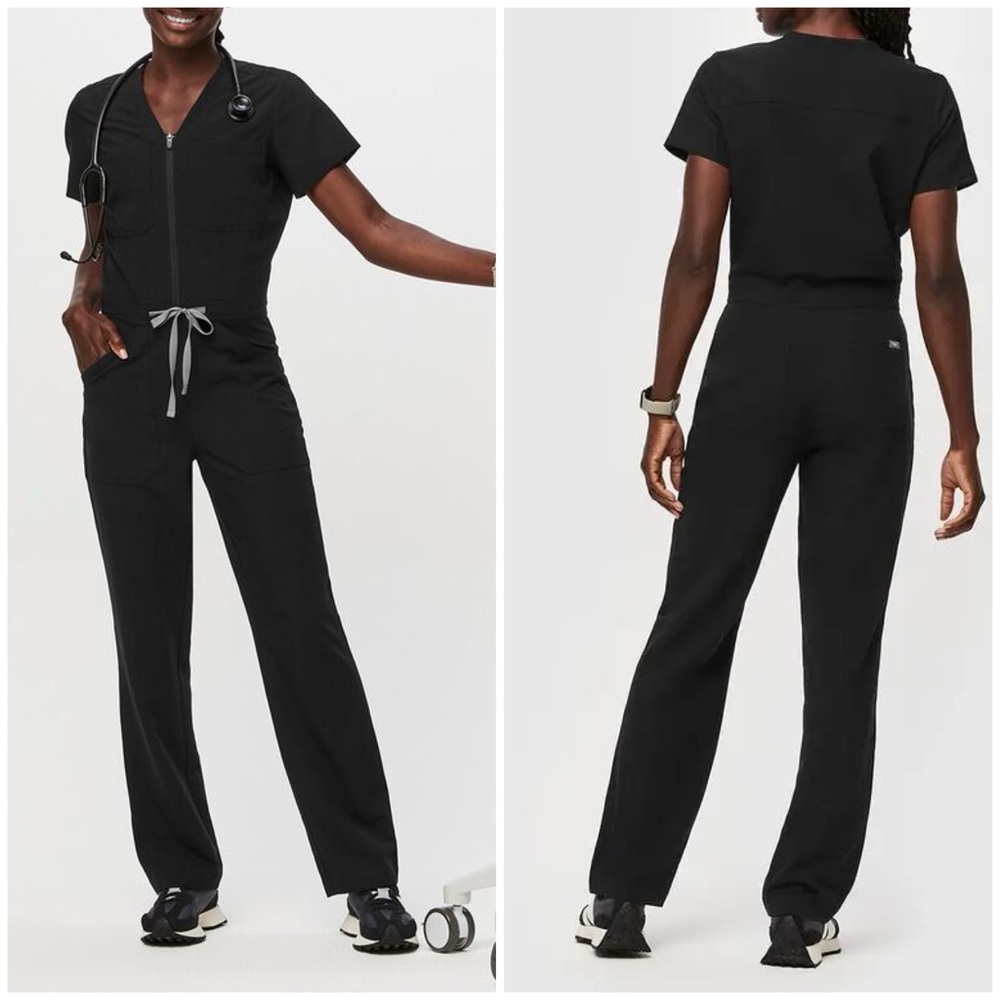 Figs Straight Leg Jumpsuit in Black